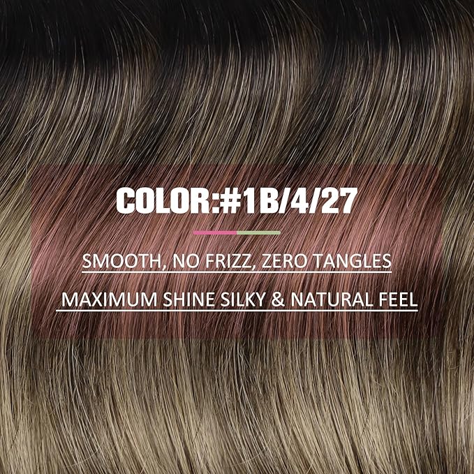 YoungSee Human Hair Tape in Extensions Black Balayage Tape in Hair Extensions Human Hair Black Ombre Brown with Caramel Blonde Tape-in Extension Ombre Hair Extension Tape-in 16 Inch 20pcs 50g