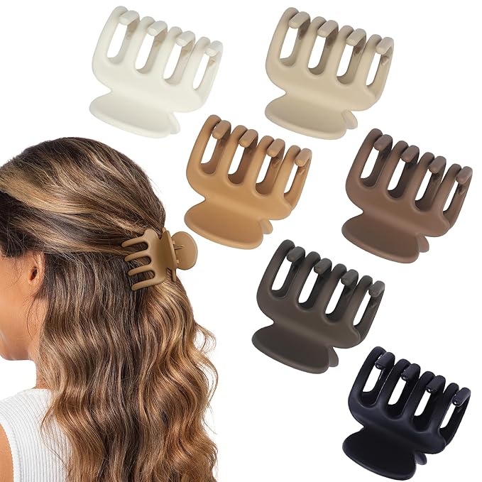 6 Pcs Hair Clips Small Claw Clips for Thin Hair Medium Matte Non-slip Hair Accessories for Women and Girls (Coffee)