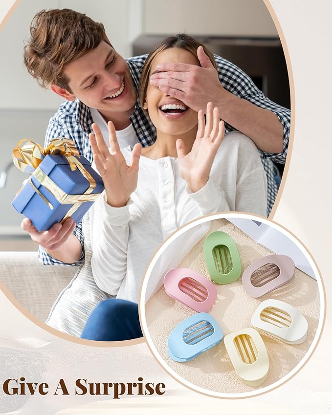 6 PCS Flat Hair Clips for Women - French Medium Flat Claw Clips for Thick Thin Hair, Strong Grip Non Slip Hair Claw Clips for Women Girls
