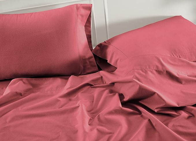 Lane Linen 100% Organic Cotton King Size Pillow Cases Set of 2 (20"x36") - Pillow Cases King Size - Certified Organic Cotton Pillowcases - King Pillow Cases Set of 2 - Red Pillow Cases - Mineral Red
