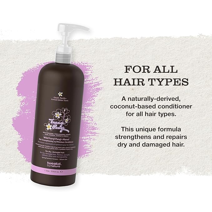 Tweak’d by Nature - Restore Frangi Pangi-Monoi Hair Strengthening Conditioner, Sulfate Free Deep Conditioner for Dry, Damaged Hair, with Coconut, Monoi Oil, and Wild Frangipani for Shine (33.8 ounces)