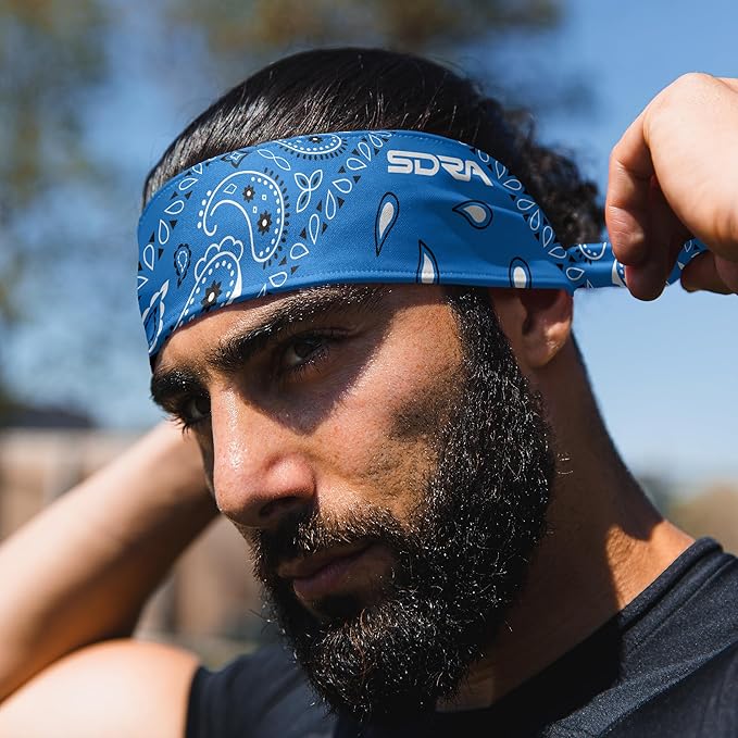 Suddora Paisley Print Bandana Headband, Multi-sport Boho Style Bandana, Non-slip Fabric, Unisex Head Accessory for Bikers