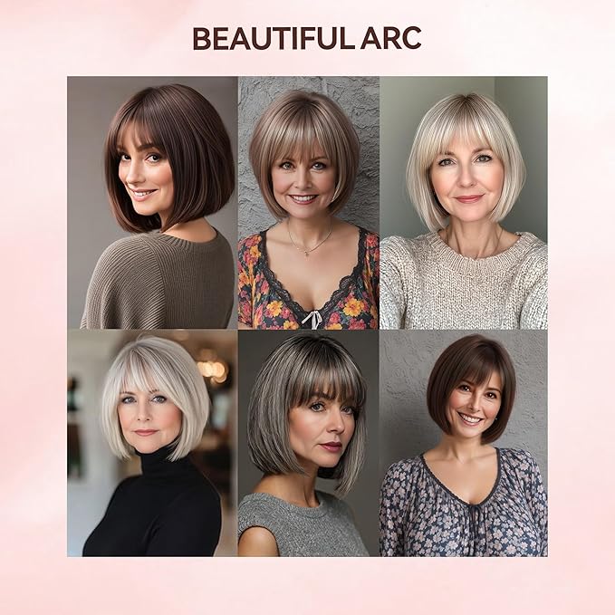 LEEONS Hair Toppers for Women with Bangs Short Bob Synthetic Pieces for Thinning Hair Side Part (Black)