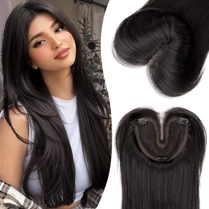 Isaic Hair Toppers for Women 24 Inch Synthetic Hair Pieces, 360° Clips In and Adjustable Bandage Layered Toppers, Toppers Hair Pieces Add Volume for Thinning Hair and Daily Use(Natural Black)