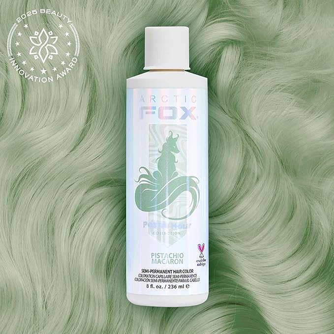 Arctic Fox Semi-Permanent Hair Dye, Vegan & Cruelty-Free, Pastel Mint Green, Conditioning, Ammonia-Free, Peroxide-Free, Non-Toxic, For All Hair Types, 8 fl oz, Pistachio Macaron
