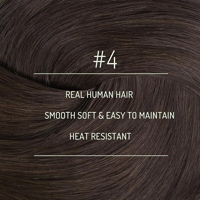 RUNATURE Real Human Hair Clip in Extensions, Brown Clip in Hair Extensions, Short Hair Extensions Clip Ins, Remy Natural Hair Thick Full Ends, Easy to Apply, 10 Inch 80g 7pcs #4 Medium Brown