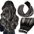 LaaVoo Black Tape in Extensions Real Human Hair Tape ins Human Hair Extensions Human Hair Tapes in Jet Black Hair Full Head Silky Soft 40 Pieces 24 Inch 100g