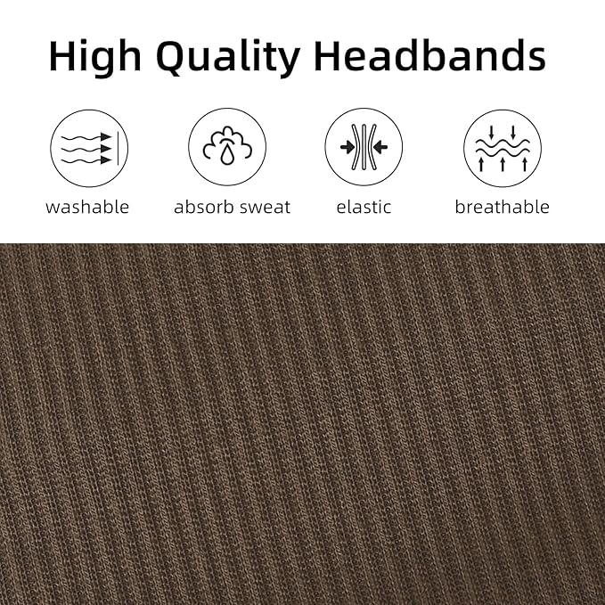 TERSE Headbands for Women Wide Non Slip Boho Head Bands Elastic Thick Soft Hairbands Fashion Workout Yoga Hair Accessories, 6 Pack