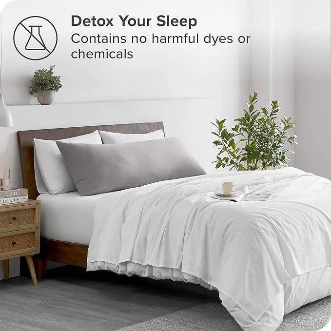 Bare Home Microfiber Body Pillow Cover - Ultra Soft - Cooling Pillowcase - Double Brushed - Pillowcase with Zipper Closure - Easy Care (20''x54'' Body Pillow Cover, Light Grey)