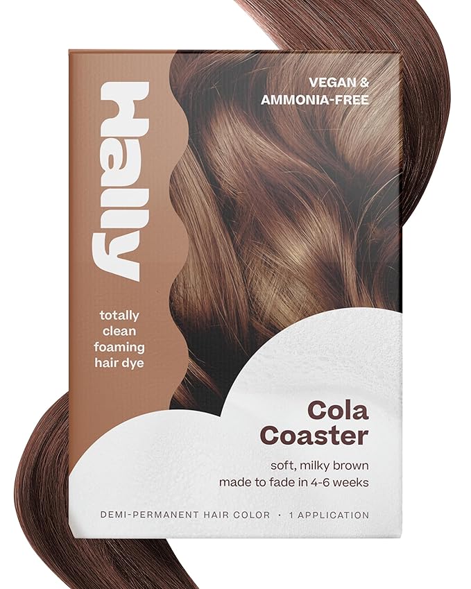 Hally Hair Color Cloud Hair Dye (Cola Coaster) - Demi-Permanent Foam Hair Color for Women & Men - Mess-Free & Long-Lasting Hair Dye Kit, Hair Coloring Products Wash Out in 4-6 Weeks, Vegan