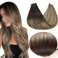 Full Shine Ombre Tape in Hair Extensions Human Hair 16 Inch Color 2/6/18 Tape in Extensions Invisible Glue on Hair Extensions 20Pcs 50G Hair Extensions Tape in Seamless Invisible