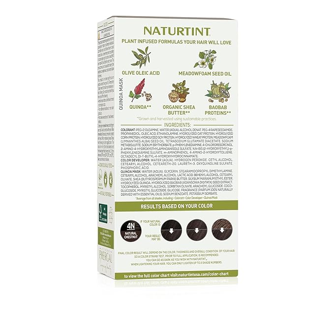 Naturtint 4N Natural Chestnut Permanent Hair Color (Pack of 6), Ammonia Free, Vegan, Cruelty Free, up to 100% Gray Coverage, Long Lasting Results (Packaging may vary)