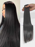 LUVME Silky Straight Seamless 110g 7Pcs Clip in Hair Extensions Full Max with 20inch Remy Human Hair Extensions, Natural Black 100% Real Soft Human Hair
