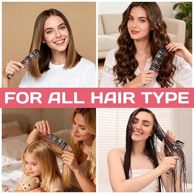 Wide Tooth Comb,Effortless Tangle Removal for Curly, Wet, Long Hair Wet,Cute Aesthetic Design for Women Men and Girls (Orange-20)