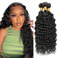 Water Wave Bundles Human Hair Color 1B Bundles 26 28 30 Inch Peruvian Virgin Remy Hair Extensions Niegmeag Double Weft Natural Black Wet and Wavy Bundle Hair Weave