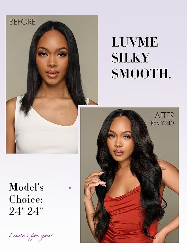 LUVME Clip in Hair Extensions, Yaki Straight Human Hair Clip in Extensions for Women, Natural Black Hair Extensions, 135g 9pcs 18 Inch