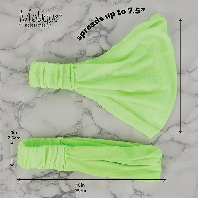 Motique Accessories Neon Green Wide Cotton Head Band Solid Boho Yoga Style Soft Hairband