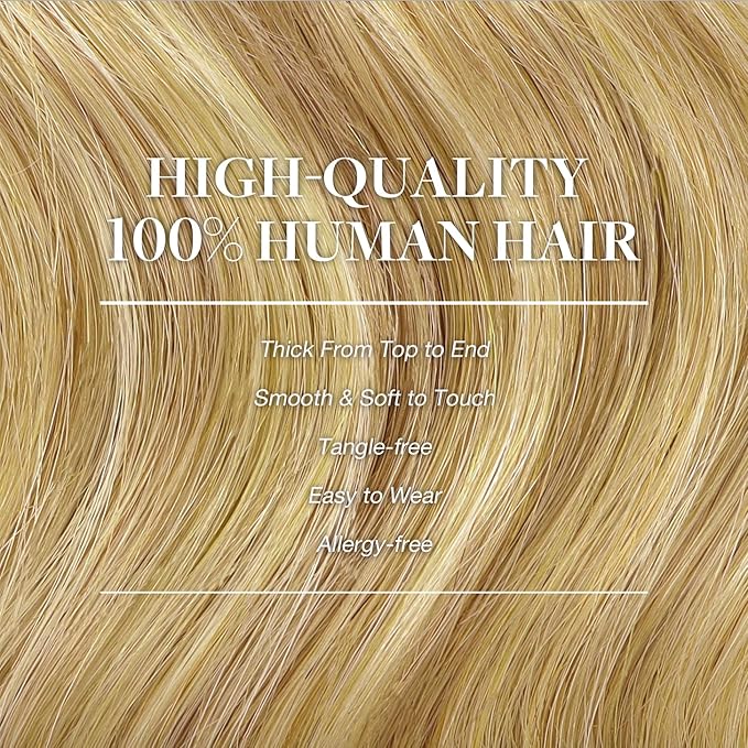 GOO GOO Clip in Hair Extensions Real Human Hair, Remy Human Hair Extensions Clip ins for Women, Natural Human Hair, 22inch 220g 9Pcs, #16/22 Light Blonde Highlighted Golden Blonde