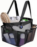 Mesh Shower Caddy – Portable Bathroom Organizer with 8 Pockets, Quick-Dry Hanging Shower Tote for College Dorm, Gym, Travel, and Shared Bathrooms – Black