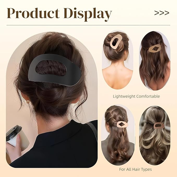8Pcs Matte No-Slip Flat Claw Clips,Duckbill Hair Clips for Women, Simple Elegant flat hair clips for Thick Thin Long Short Hairs,flat claw clips for women (8Pcs,Mix-A)