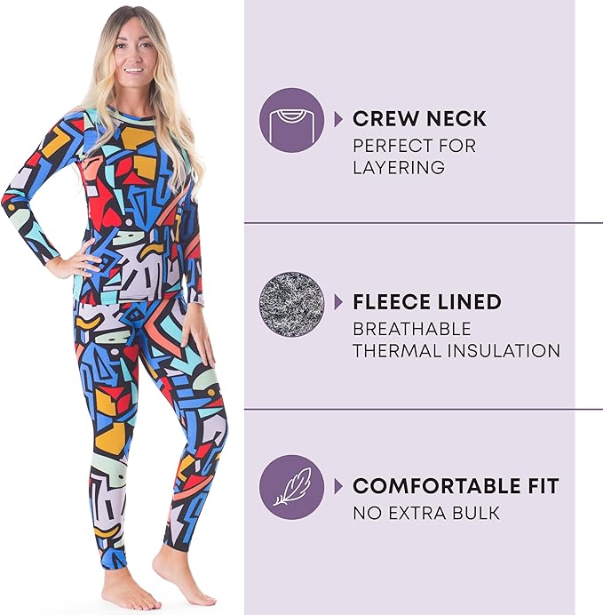 Rocky Thermal Underwear Women Long Johns Womens Thermals Top Bottom Set Fleece Lined Under Wear Clothes Base Layer Thermals