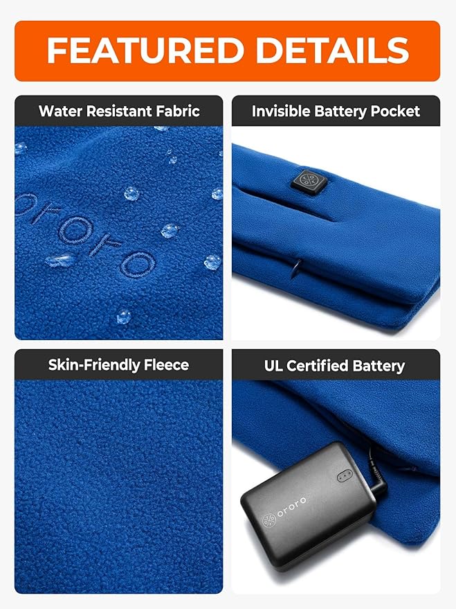 ORORO Heated Scarf, Up to 12 Hours of Warmth, Heated Neck Warmer with Rechargeable Battery