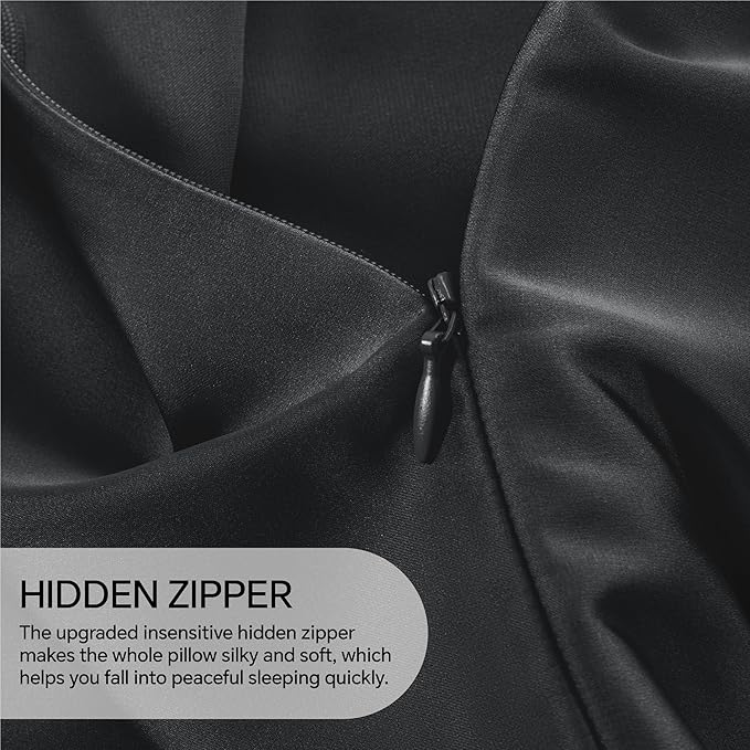 INFIIXSO Mulberry Silk Pillowcase for Hair and Skin, Silk Pillow Cases Queen Size with Hidden Zipper 20x30 Inches, Extraordinary Smooth and Soft Cooling Pillow Cases for Hot Sleepers(Black, 1 Pack)