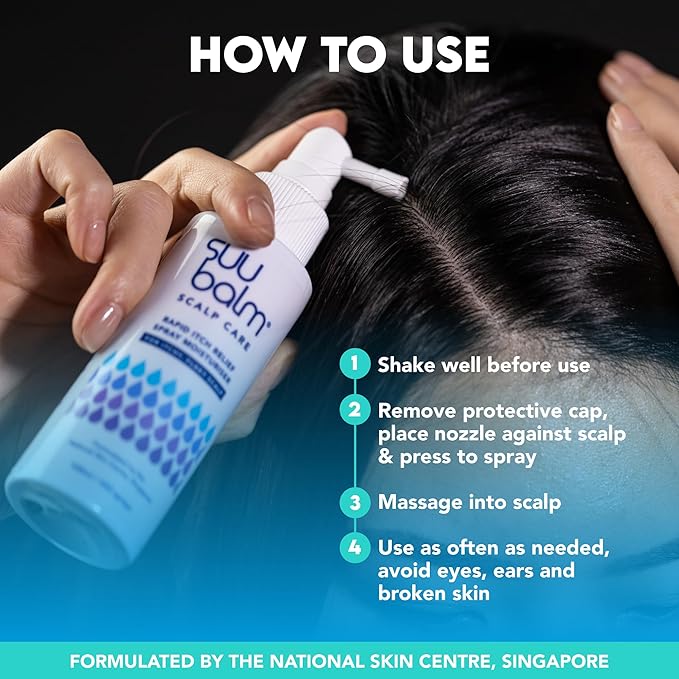 Suu Balm Dry Scalp Treatment, Rapid Itch Relief Anti-Dandruff Scalp Spray Moisturizer, Cooling Itchy Scalp Treatment for Flaky Sensitive & Psoriasis, Cooling Menthol & 5 Ceramides, 1.35 fl oz