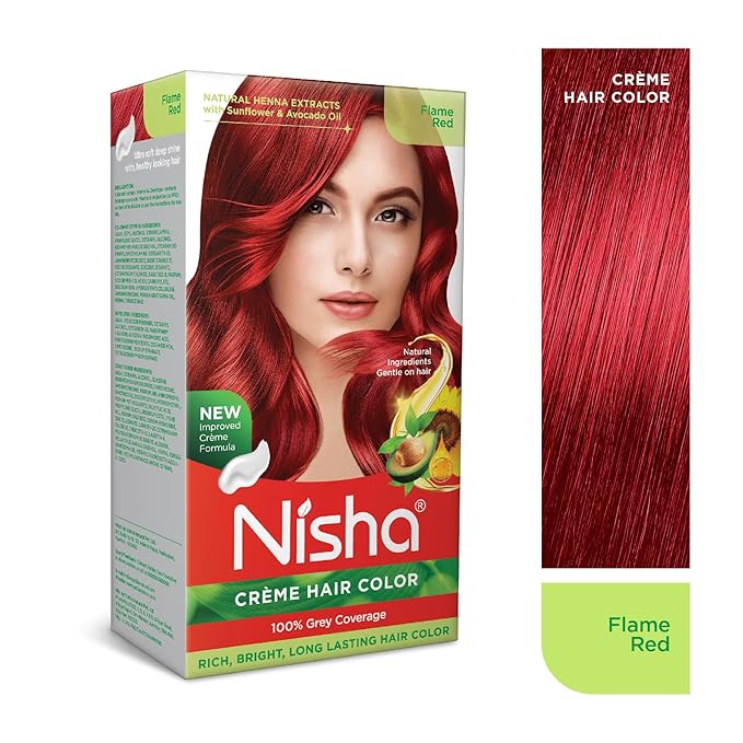 Nisha Cream Hair Color (150 ml/each) Flame Red Pack of 1