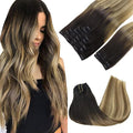 GOO GOO Clip in Hair Extensions Real Human Hair, Remy Human Hair Extensions Clip ins for Women, Natural Human Hair, 20inch 150g 9Pcs, 2/6/18 Balayage Brown to Dirty Blonde