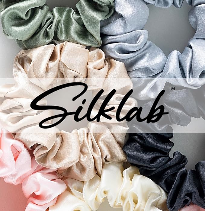 22 Momme 100% Mulberry Silk Hair Ties, Well-Hold Elastic for No-Damage (4Pack,Champagne,LightGray,CreamWhite,LightPink), 6A, Scrunchies, Reduces Frizz & Breakage, OEKO-TEX Certified