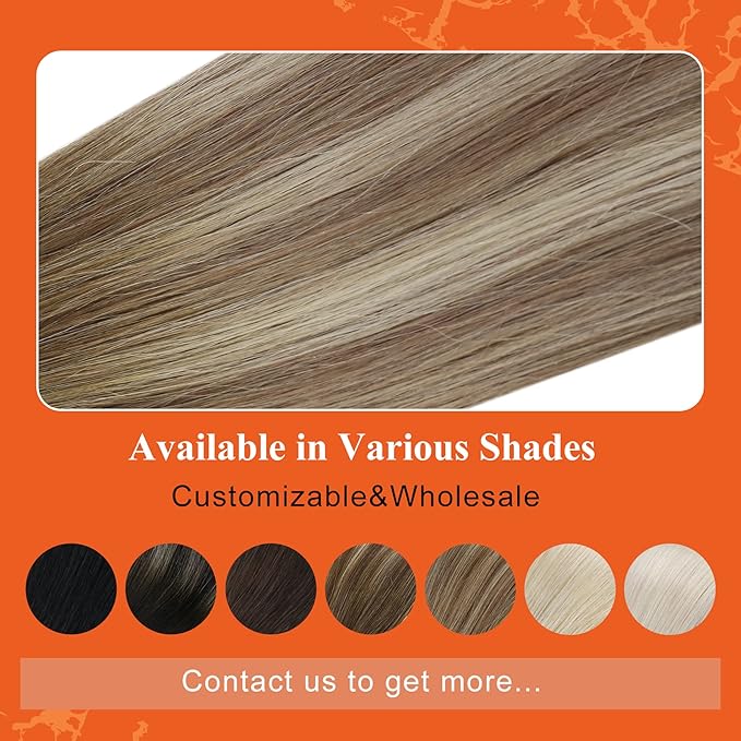 Full Shine Hair Extensions Tape in Color Dark Brown 3 Fading to 8 and 22 Blonde Tape in Hair Extensions 12Inch Invisible Skin Weft Human Hair Tape in Extensions 20Pcs 30Gram Add Volume