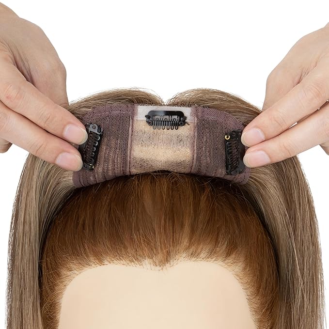 Rich Choices Hair Toppers for Women Real Human Hair 100% Human Remy Toppers NO Bangs with Thinning on Top Clip in Hairpiece 4"x4.7"Lace Base 18 Inch #4P27 Medium Brown Highlights Dark Blonde