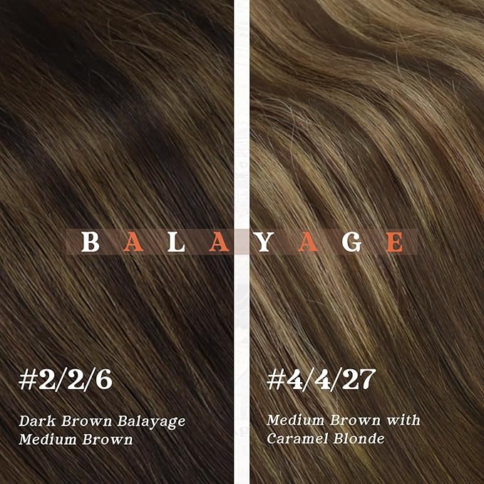 Ve Sunny Clip in Hair Extensions Dark Brown Balayage Medium Brown Real Hair Extensions Clip in Human Hair 14inch Human Hair Clip in Extensions Black Woman 100g