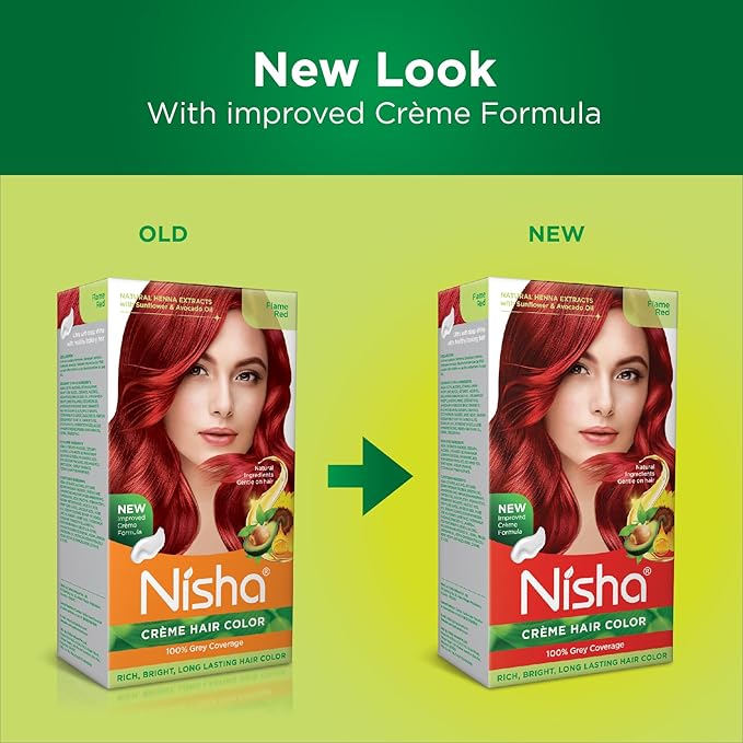 Nisha cream hair color Fashion Highlights And Rich Bright Long-Lasting Colour Flame Red Pack of 2