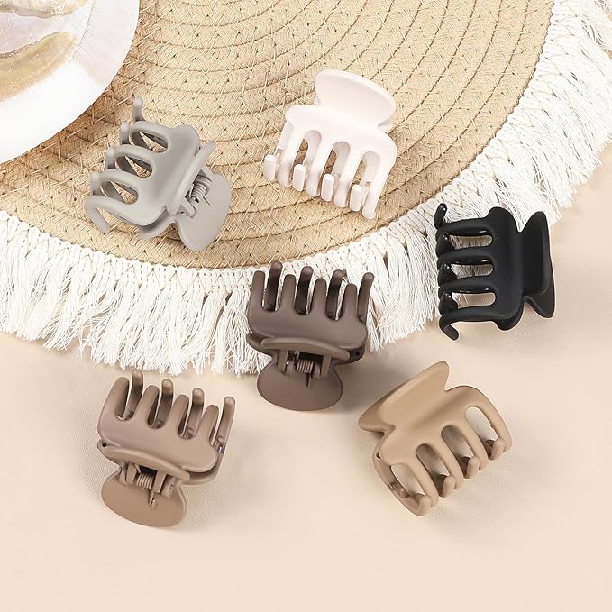 6 Pcs Hair Clips Small Claw Clips for Thin Hair Medium Matte Non-slip Hair Accessories for Women and Girls (Regular)