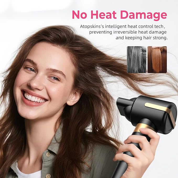 Blow Dryer Brush, 7 in 1 Hair Dryer Hot Air Brush 110,000 RPM with Negative Ion Hair Styler for Fast Drying Straightening Curling Voluming