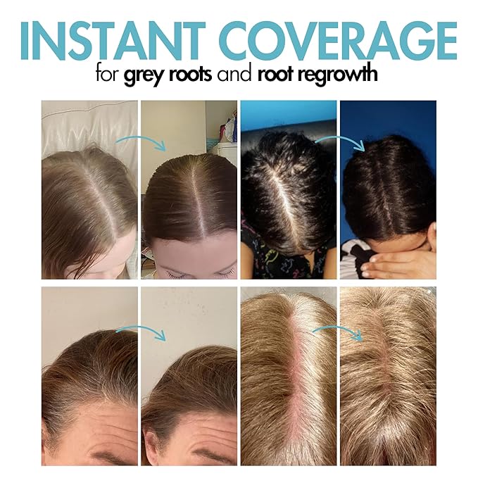 Hair Genetics Root Touch Up Hair Color Root Cover Up with Double-Ended Brush for Hair Color for Gray Hair Coverage - Portable Hair Powder Solution for Quick Gray Coverage (Medium Brown, 6g)