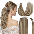 Ve Sunny Hair Extensions Ponytail Real Human Hair Wrap Around Clip in Ponytail Hair Extensions Straight Extensions Human Hair for Women Light Brown Highlights Platinum Blonde 18inch 80G