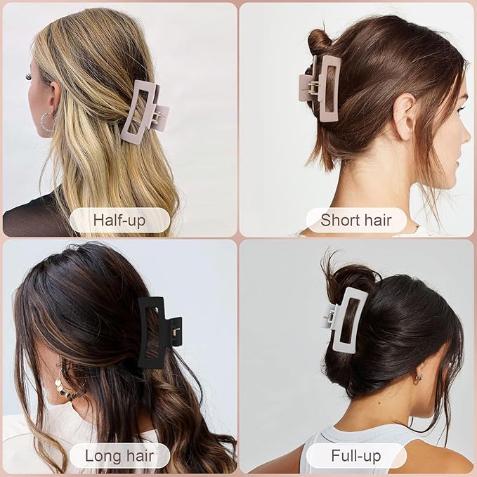 4Pcs Cloud Claw Clips for Women, 4.2 Inch Non-Slip Strong Hold Hair Claws, Unbreakable & Durable TPEE-Silicone Blend, Large Bendable Cozy Hair Clip for Thin/Thick/Curly Hair, All-Day Comfort