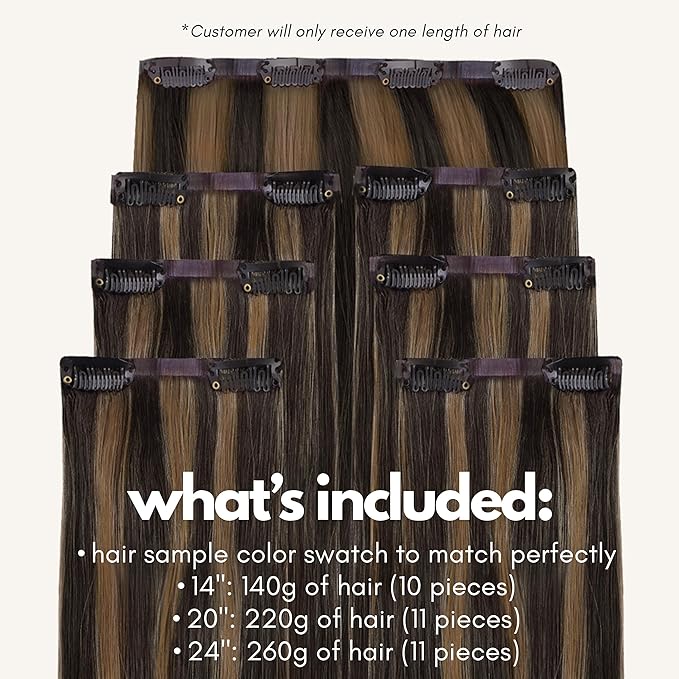 Irresistible Me Real Human Hair Extensions Clip Ins – 100% Human Hair Clip In Extensions for Length & Volume – Invisible Extension – Heat Resistant & Dyeable – Dark Highlights, 20 Inches