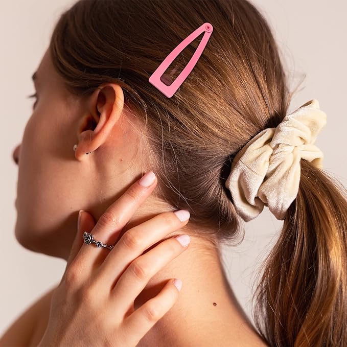 Chinco 24 Pcs Double Grip Hair Clips Metal Snap Clips Women Barrettes for Hair Making, Salon Supplies(Pink,2 Inch)
