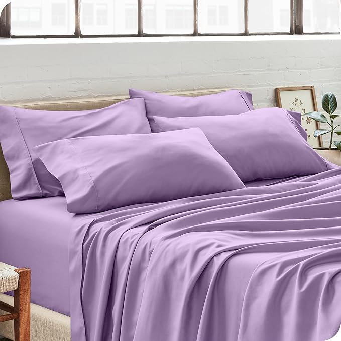 Bare Home Microfiber Bulk Pillow Cases - Standard/Queen Size Set of 4 - Cooling Pillowcases - Double Brushed - Lavender Pillowcases 4 Pack - Easy Care (Standard - 4 Pack, Lavender)