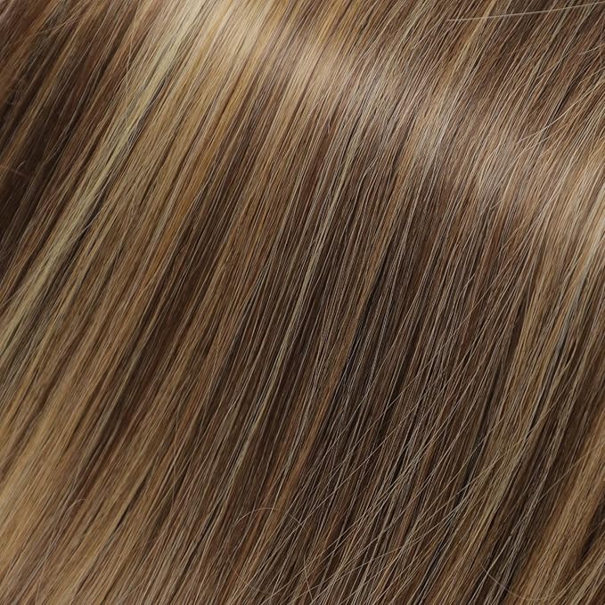 Brown Blonde Highlight Synthetic Hair Toppers for Women with Thinning 3D 360° Cover Clip in Wispy Bangs Upgraded Adjustable Bandage 18 Inch Long Layered