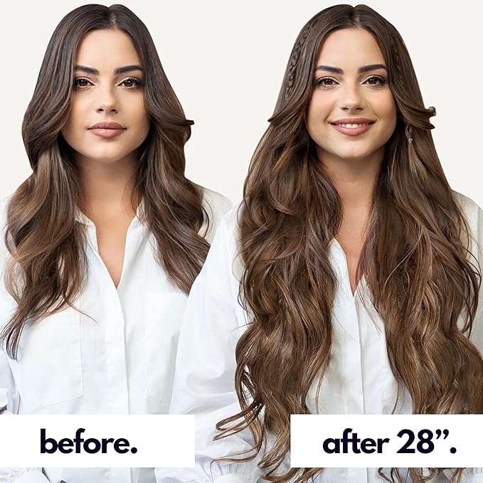 Irresistible Me Real Human Hair Extensions Clip Ins – 100% Human Hair Clip In Extensions for Length & Volume – Invisible Extension – Heat Resistant & Dyeable – Light Brown, 24 Inches