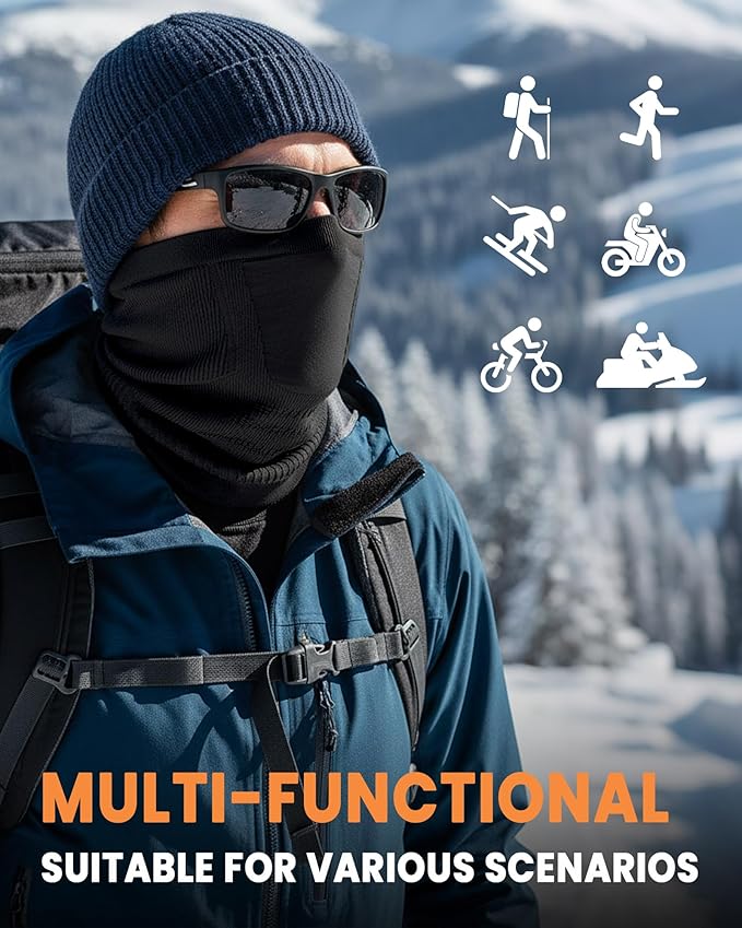 Winter Neck Warmer Gaiter Ski Face Mask, Breathable Fleece Balaclava Windproof Cold Weather Scarf
