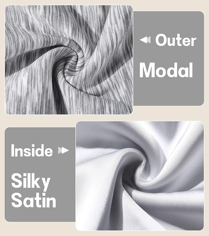 2PCS Silk Satin Bonnet Hair Wrap for Sleeping, Adjustable Strap Curly Natural Hair Night Caps for Women Men(Gray&Gray)