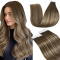 LaaVoo Tape in Hair Extensions Human Hair Ombre Medium Brown to Ash Brown Hair Extensions Tape in Human Hair Balayage Tape on Extension Real Hair 24inch 20pcs 50g