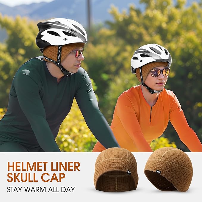 Skull Cap Helmet Liner, Winter Thermal Cycling Cap for Men & Women, Lightweight Cycling Hat for Biking Running Outdoor Work