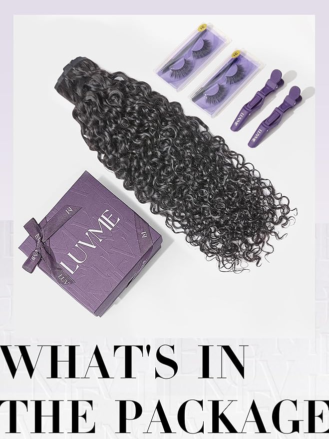 LUVME Burmese Curly Clip in Hair Extensions Real Human Hair Messy Curly Clip Ins Fullness with 1 Pack for Women Brazilian Remy Human Hair Natural Black 135g 22Inch